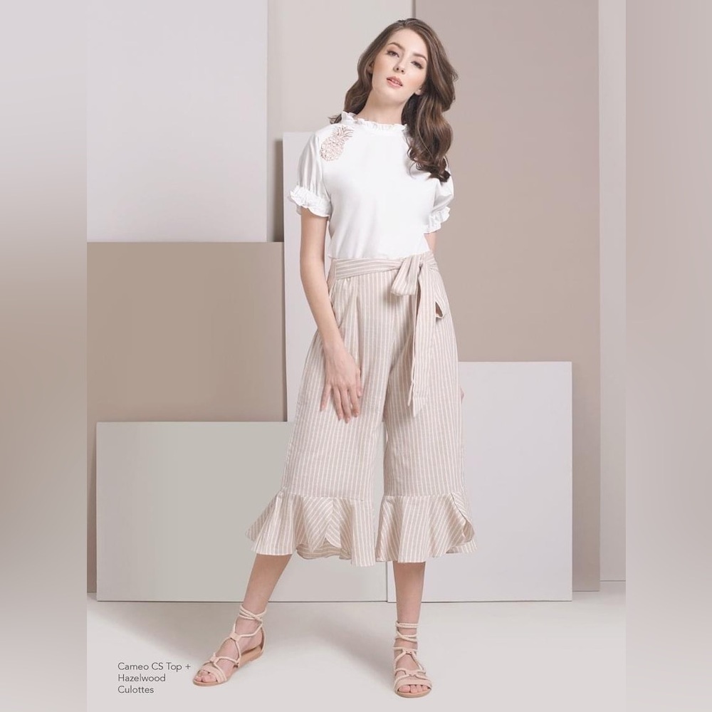 plains & prints hazelwood neutral lagenlook minimalist culotte pants